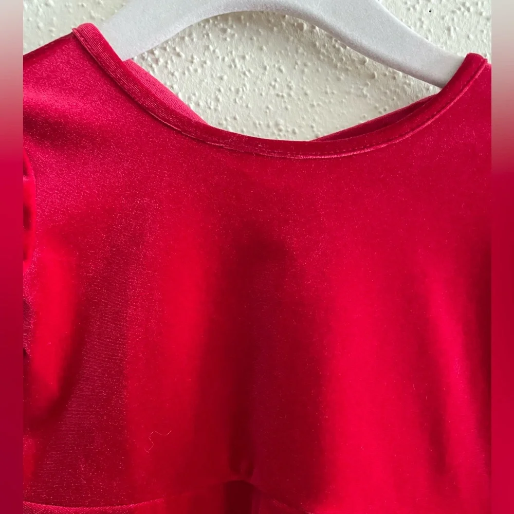 The Children's Place Red Velvet Long Sleeve Skater Dress